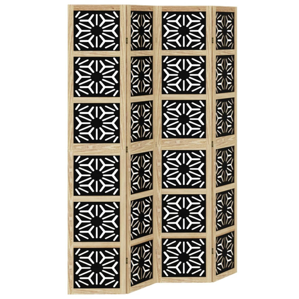 (40 x 200 cm/ 4 piece) vidaXL Room Divider Panel Privacy Screen Brown & Black Solid Wood Paulownia