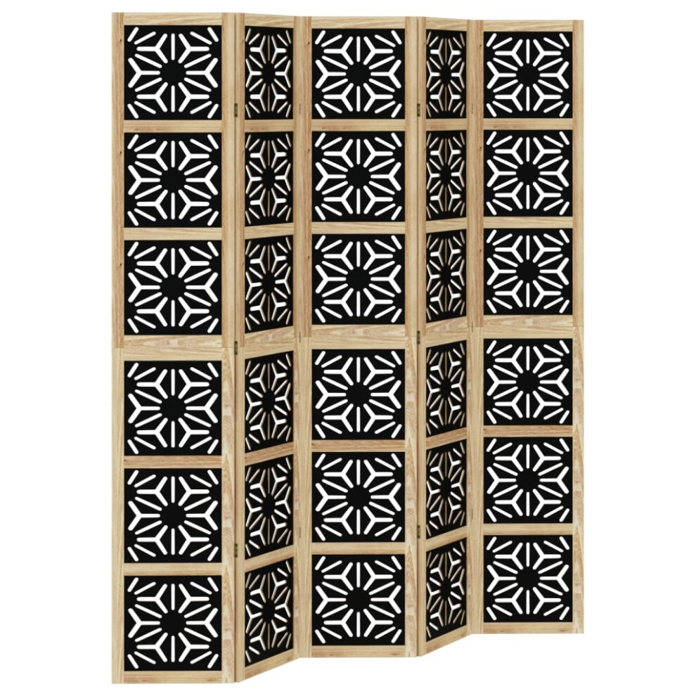 (40 x 220 cm/ 5 piece) vidaXL Room Divider Panel Privacy Screen Brown & Black Solid Wood Paulownia