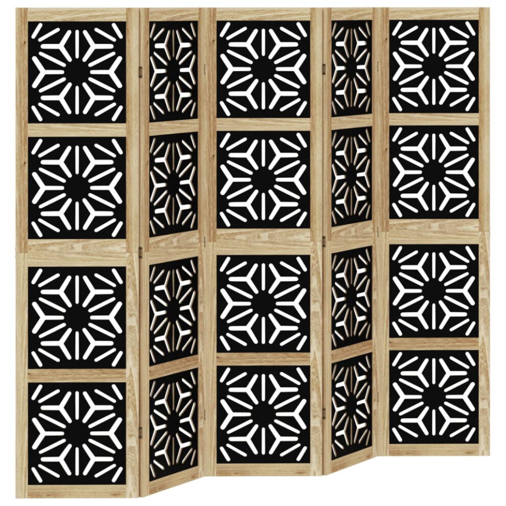 (40 x 160 cm/ 5 piece) vidaXL Room Divider Panel Privacy Screen Brown & Black Solid Wood Paulownia