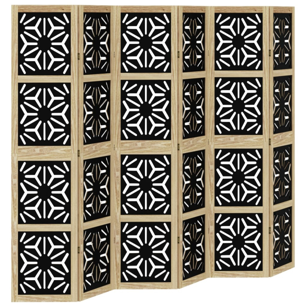 Vidaxl (40 X 180 Cm/ 6 Piece) Room Divider Panel Privacy Screen Brown & Black Solid Wood Paulownia
