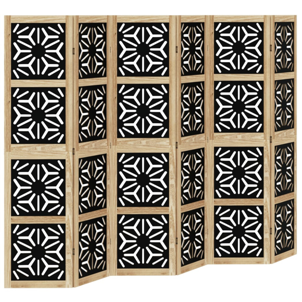 (40 x 160 cm/ 6 piece) vidaXL Room Divider Panel Privacy Screen Brown & Black Solid Wood Paulownia