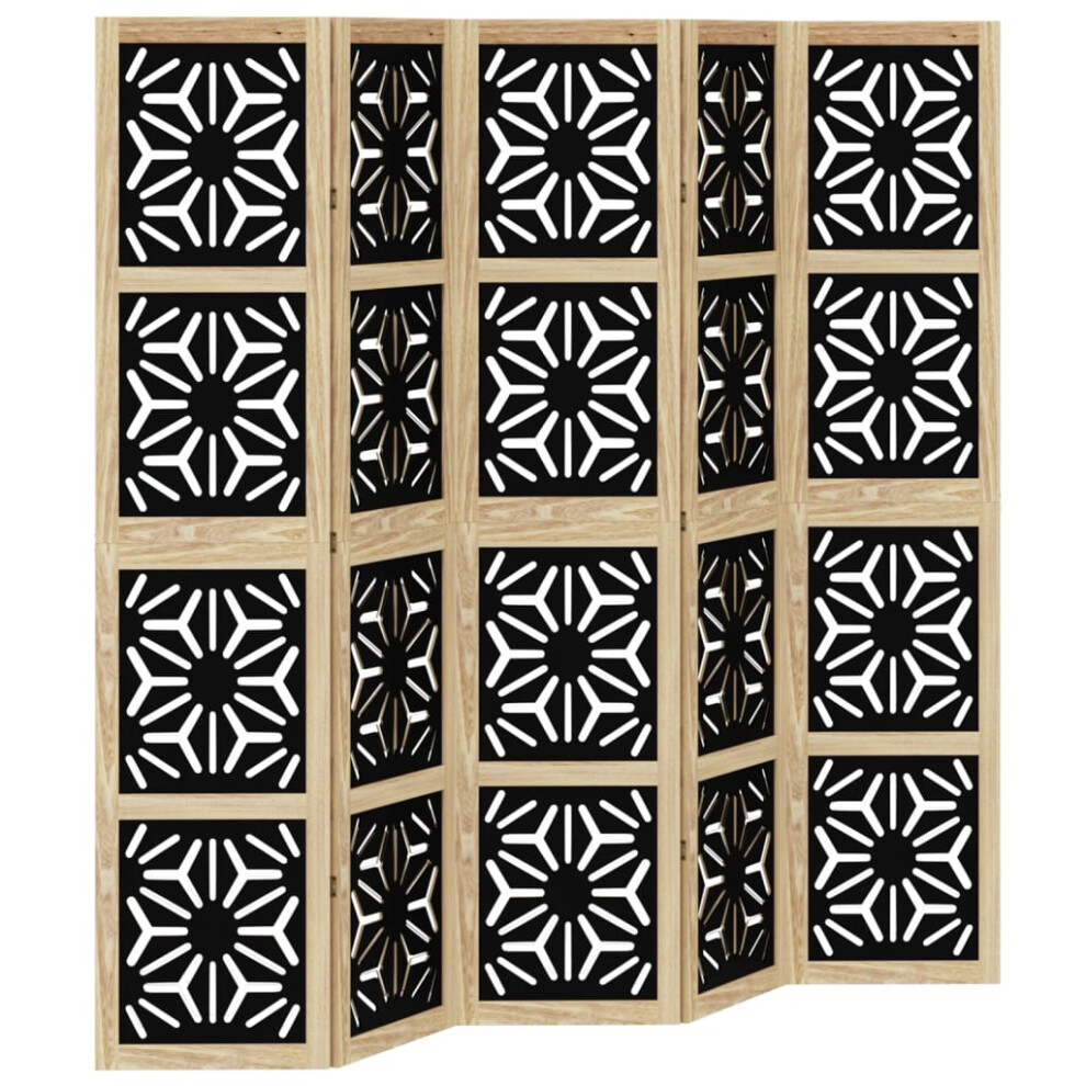 (40 x 180 cm/ 5 piece) vidaXL Room Divider Panel Privacy Screen Brown & Black Solid Wood Paulownia