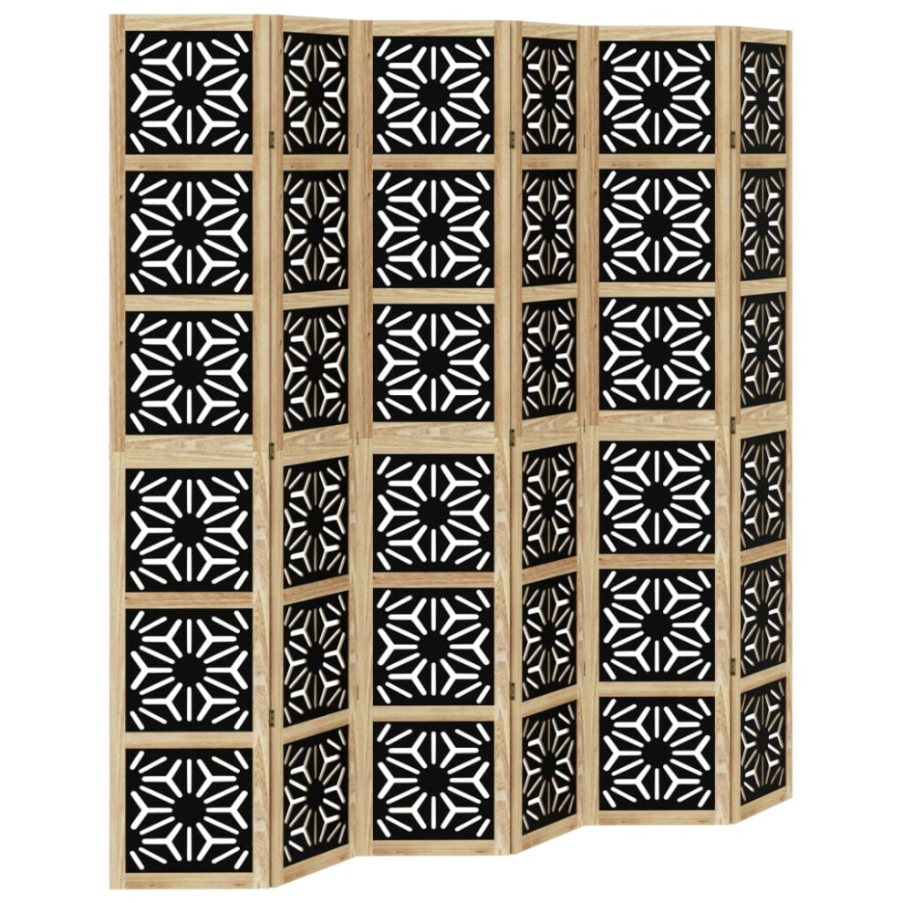 (40 x 220 cm/ 6 piece) vidaXL Room Divider Panel Privacy Screen Brown & Black Solid Wood Paulownia