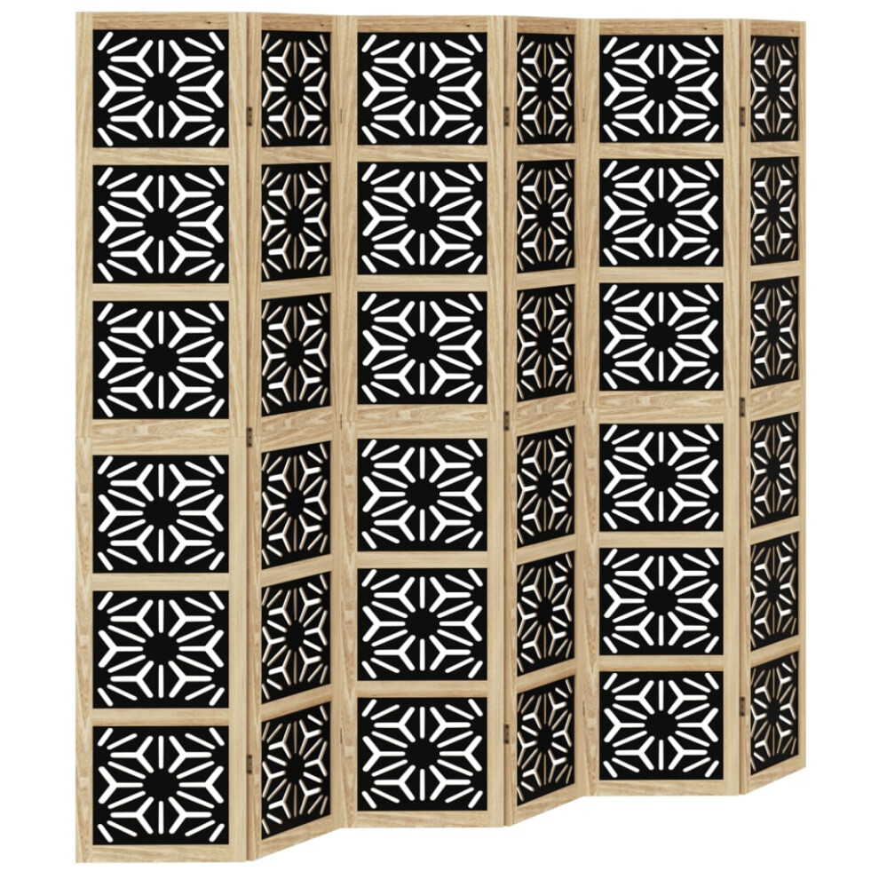 (40 x 200 cm/ 6 piece) vidaXL Room Divider Panel Privacy Screen Brown & Black Solid Wood Paulownia