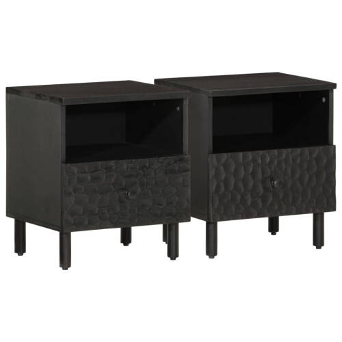 VidaXL (black, 2 pcs/solid mango wood) vidaXL Bedside Cabinets Nightstand Bed Cabinet Side Table End Table Solid Wood