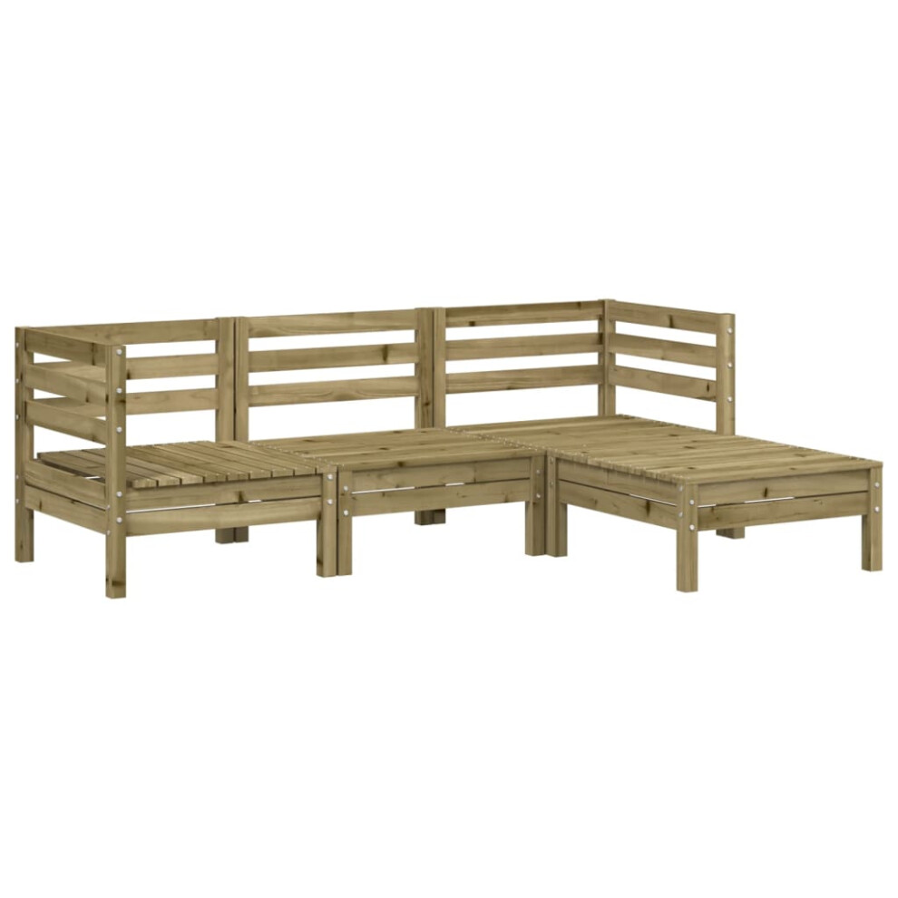 Vidaxl (Natural Impregnated, 1 Pcs/2X Corner + Middle + Footrest) Garden Sofa Outdoor Sofa Wooden Sectional Sofa Seat Solid Wood Pine