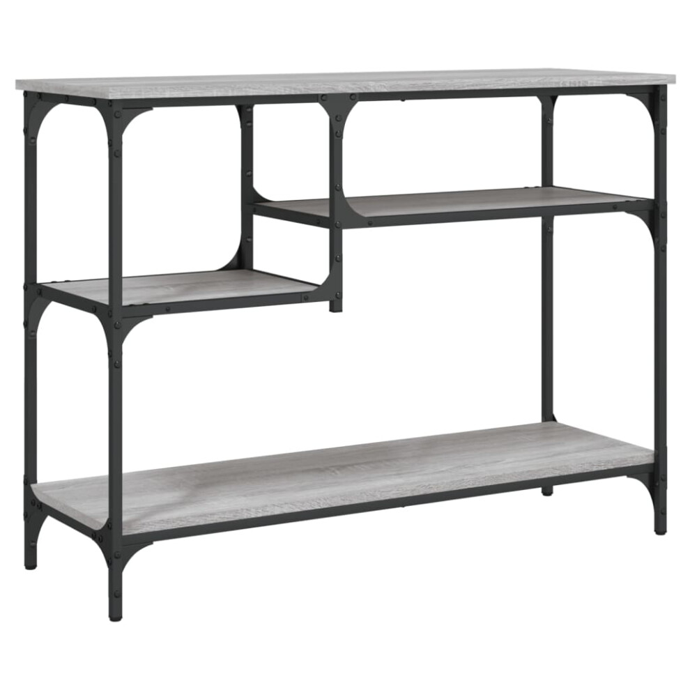 (grey sonoma) vidaXL Console Table with Shelves End Table Hallway Side Sofa Table Smoked Oak