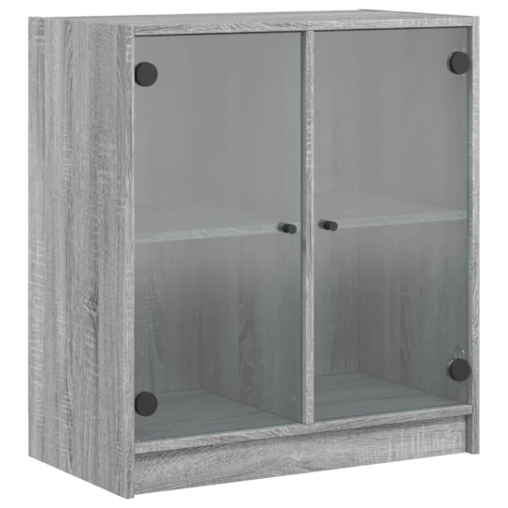 (grey sonoma) vidaXL Side Cabinet with Glass Doors Home Storage Cabinet Cupboard Side Board