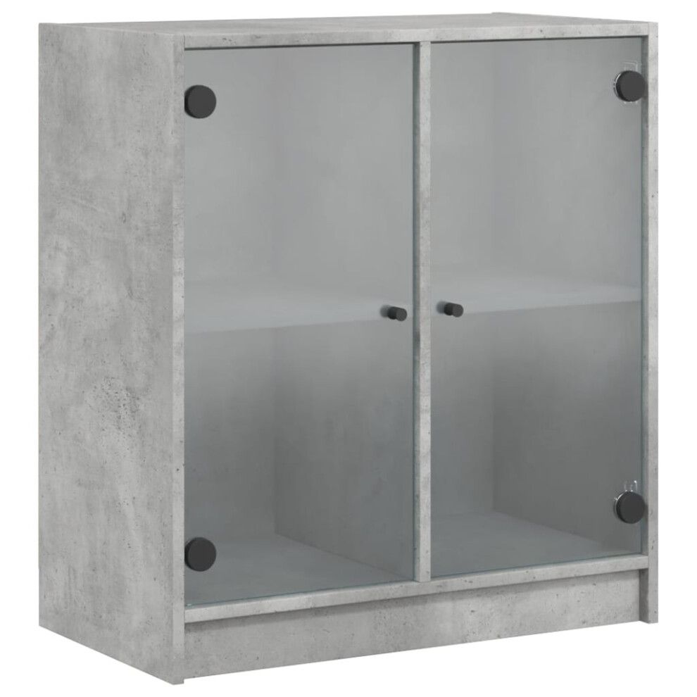 (concrete grey) vidaXL Side Cabinet with Glass Doors Home Storage Cabinet Cupboard Side Board