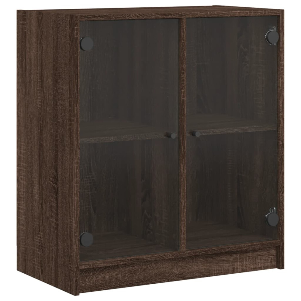 (brown oak) vidaXL Side Cabinet with Glass Doors Home Storage Cabinet Cupboard Side Board