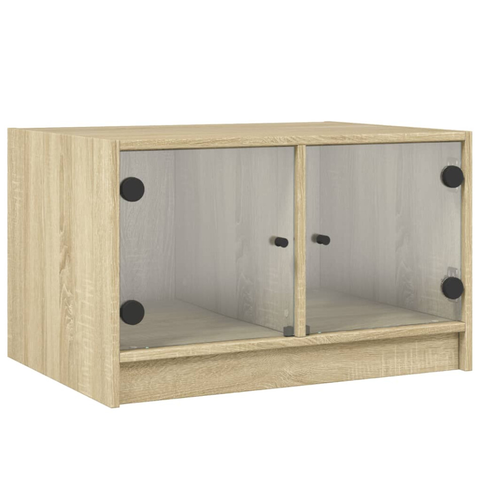 Vidaxl (Sonoma Oak) Coffee Table With Glass Doors Tea Side End Table Sofa Table Smoked Oak