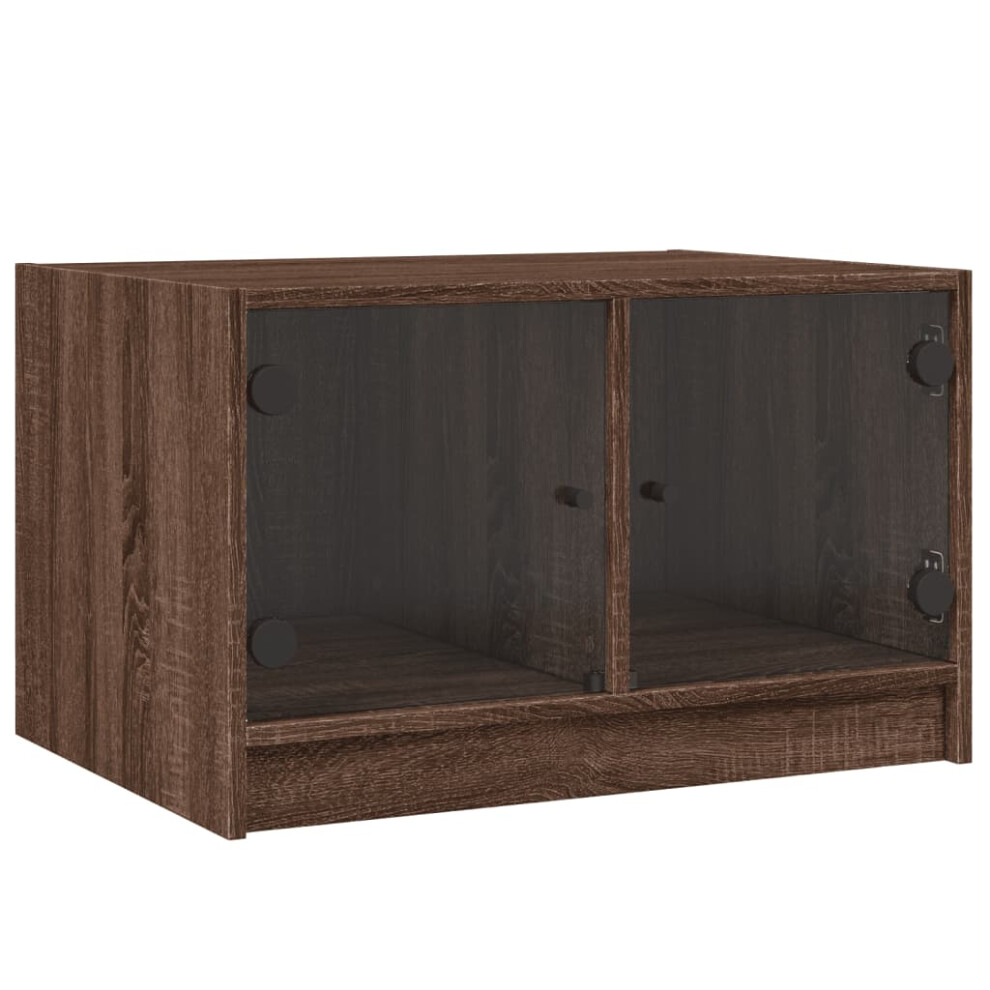 New Vidaxl ( Oak) Coffee Table With Glass Doors Tea Side End Table Sofa Table Smoked Oak Brown