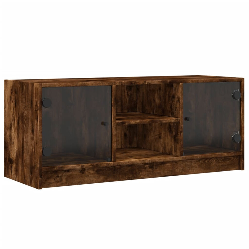 (smoked oak) vidaXL TV Cabinet with Glass Doors TV Stand Entertainment Centre Smoked Oak