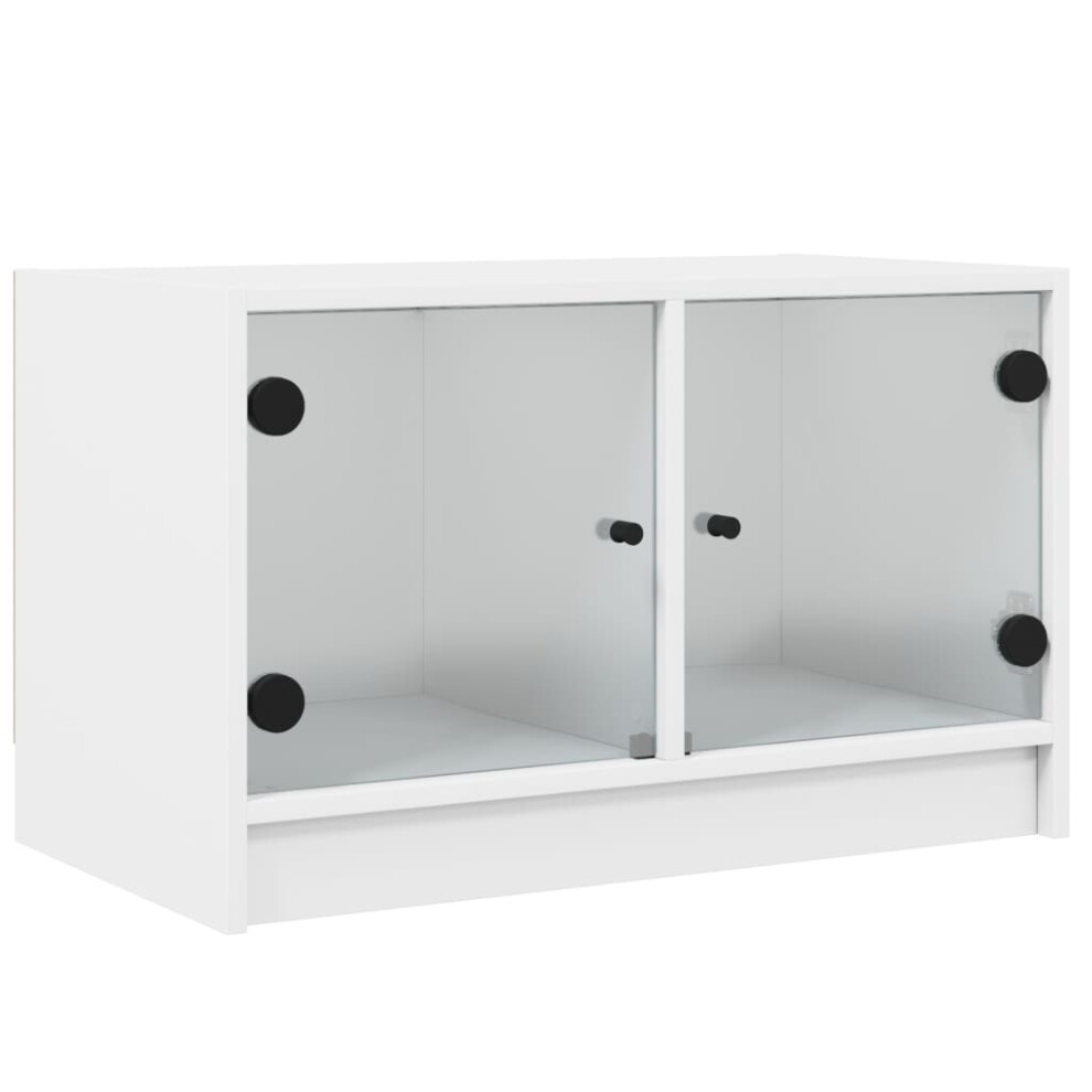 Vidaxl (White) Tv Cabinet With Glass Doors Tv Stand Entertainment Centre Brown Oak