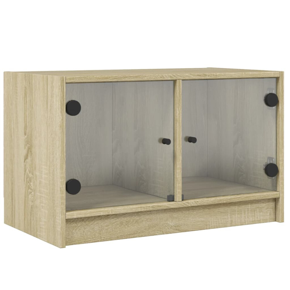 Vidaxl Brown (Sonoma Oak) Tv Cabinet With Glass Doors Tv Stand Entertainment Centre Oak