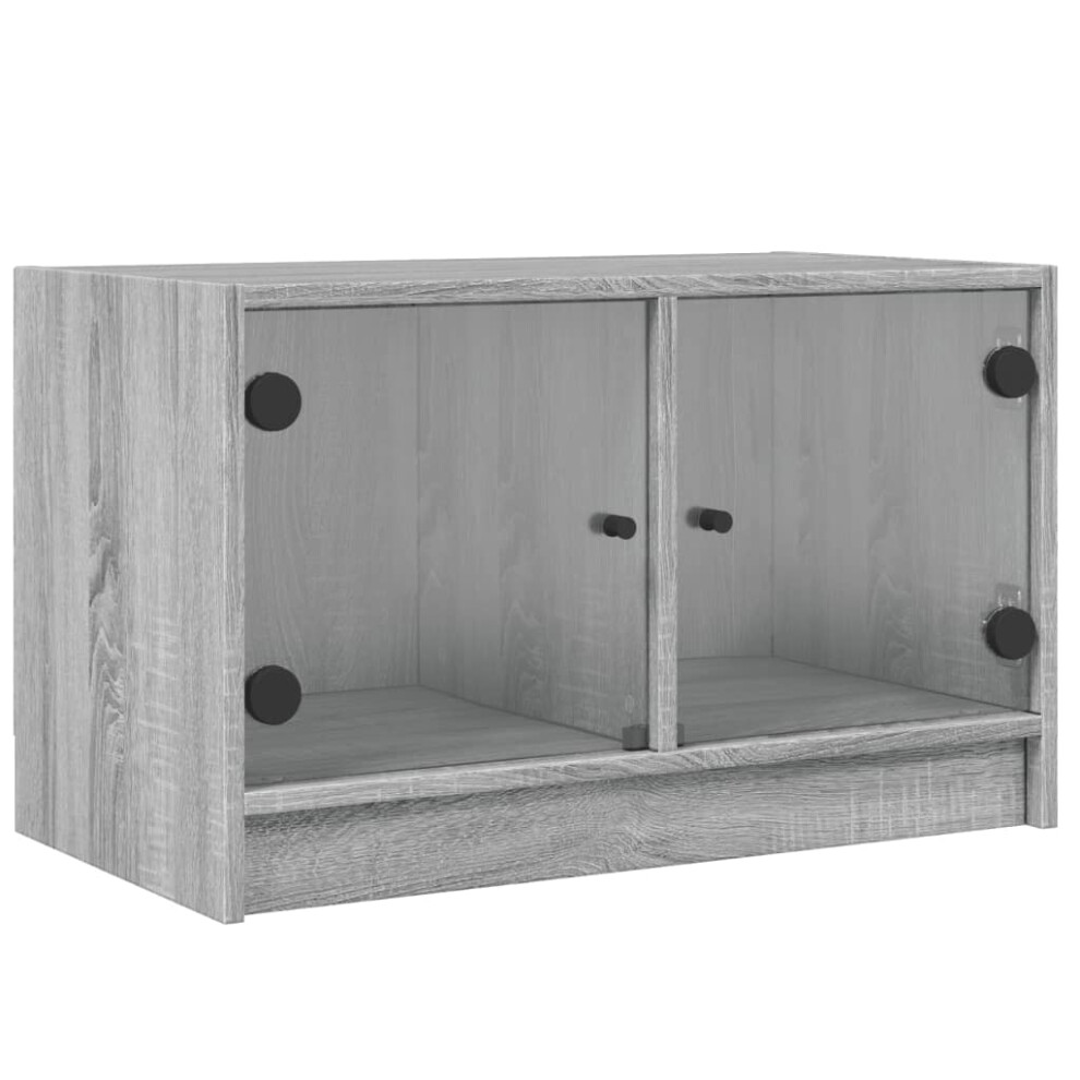 (grey sonoma) vidaXL TV Cabinet with Glass Doors TV Stand Entertainment Centre Brown Oak