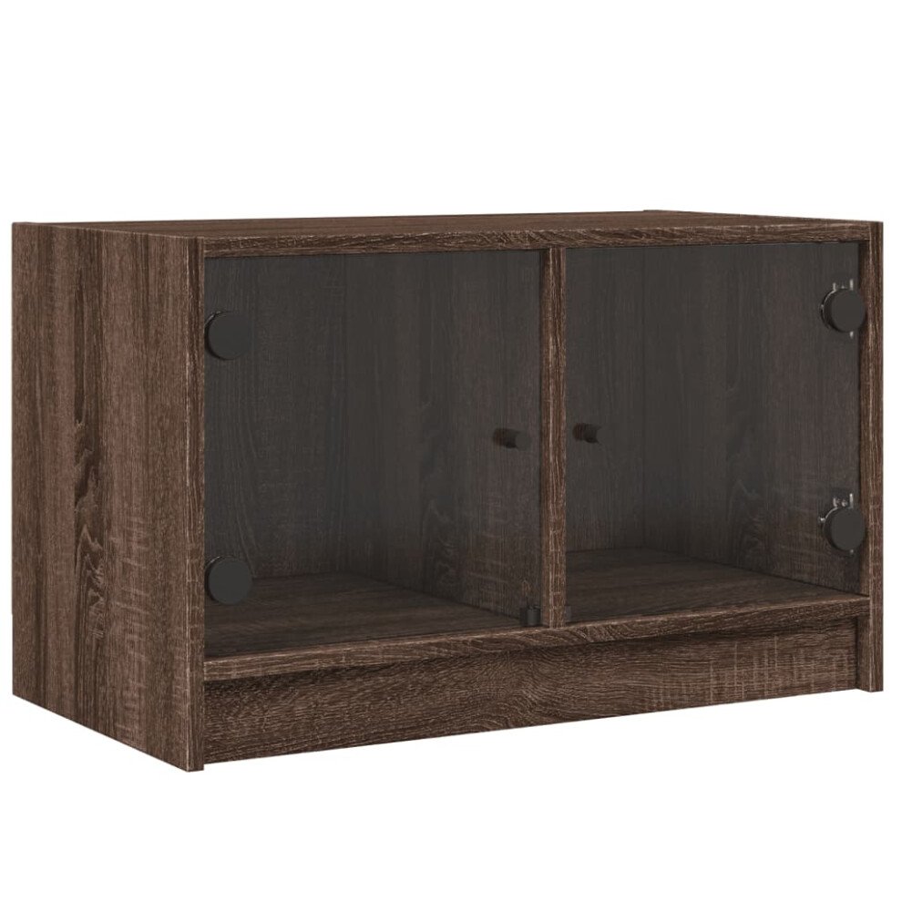 (brown oak) vidaXL TV Cabinet with Glass Doors TV Stand Entertainment Centre Brown Oak