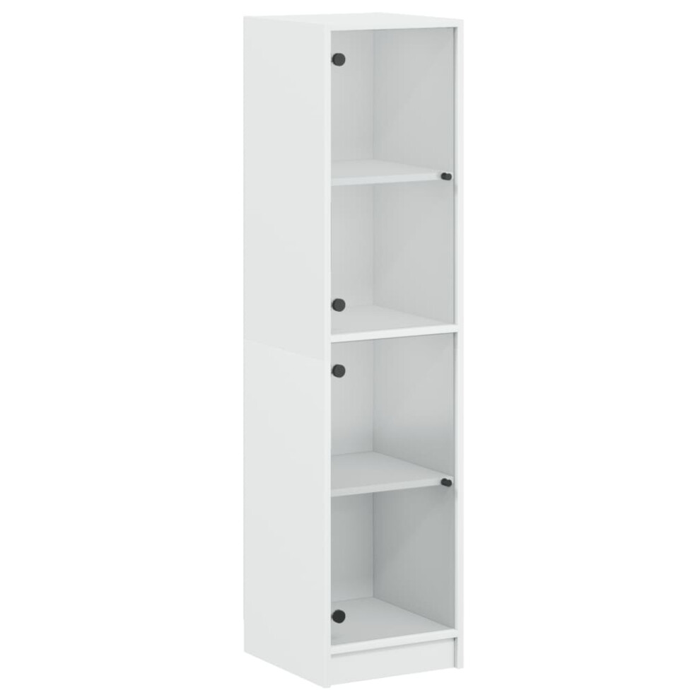 Vidaxl (White) Highboard With Glass Doors Sideboard Cupboard Side Cabinet Smoked Oak