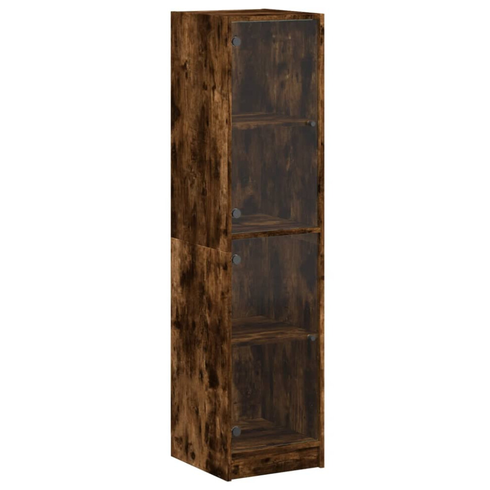 Vidaxl (Smoked Oak) Highboard With Glass Doors Sideboard Cupboard Side Cabinet Smoked Oak