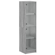 (grey sonoma) vidaXL Highboard with Glass Doors Sideboard Cupboard Side Cabinet Smoked Oak