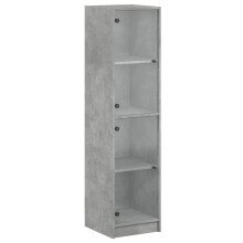 (concrete grey) vidaXL Highboard with Glass Doors Sideboard Cupboard Side Cabinet Smoked Oak