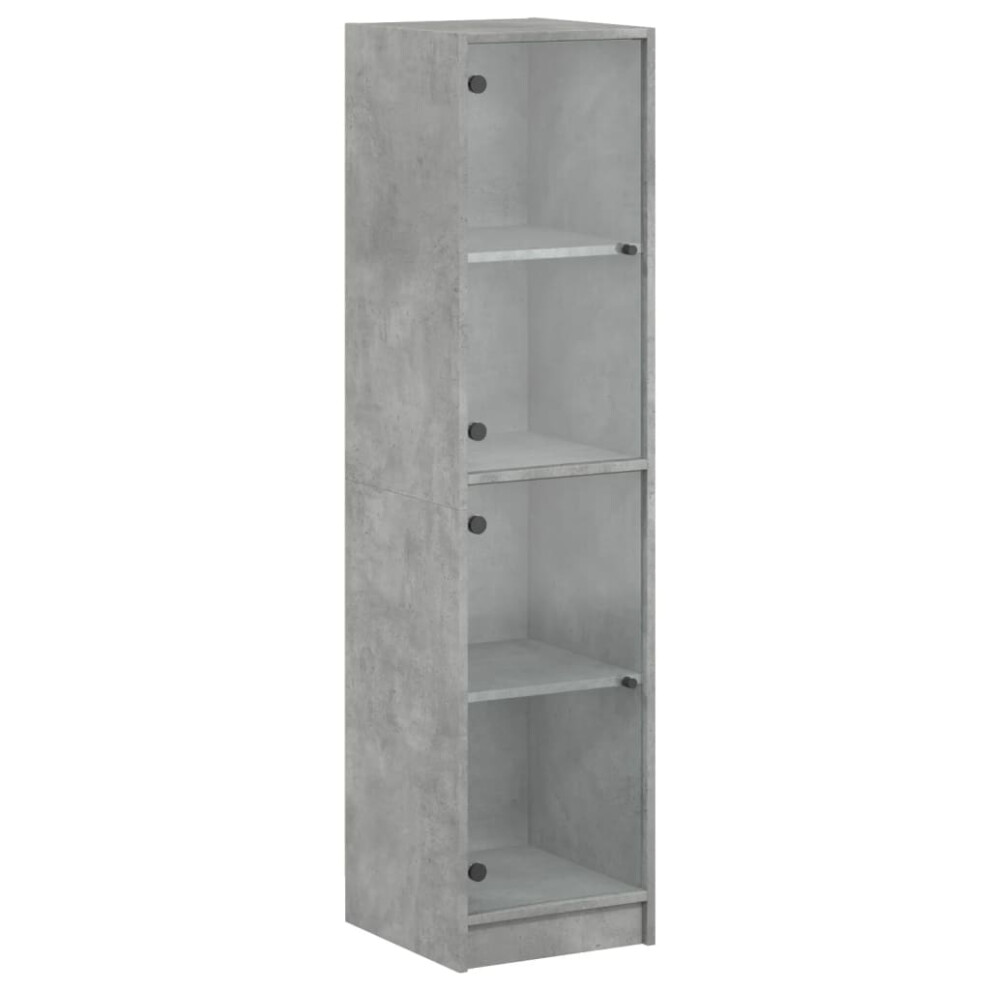 Vidaxl (Concrete ) Highboard With Glass Doors Sideboard Cupboard Side Cabinet Smoked Oak Grey