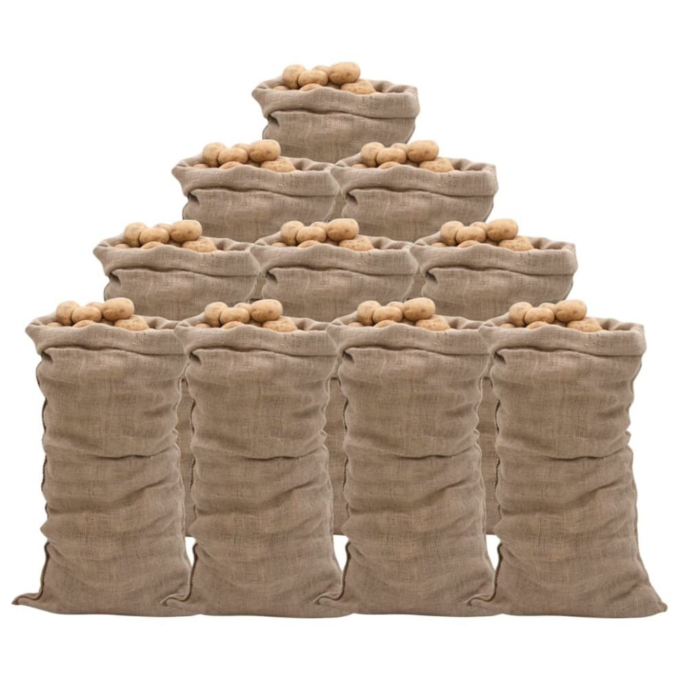 Vidaxl (65 X 135 Cm/ 10 Pcs) Jute Sacks Jute Bag Burlap Bag Hessian Bag 5 Pcs 100% Jute 220 Gsm