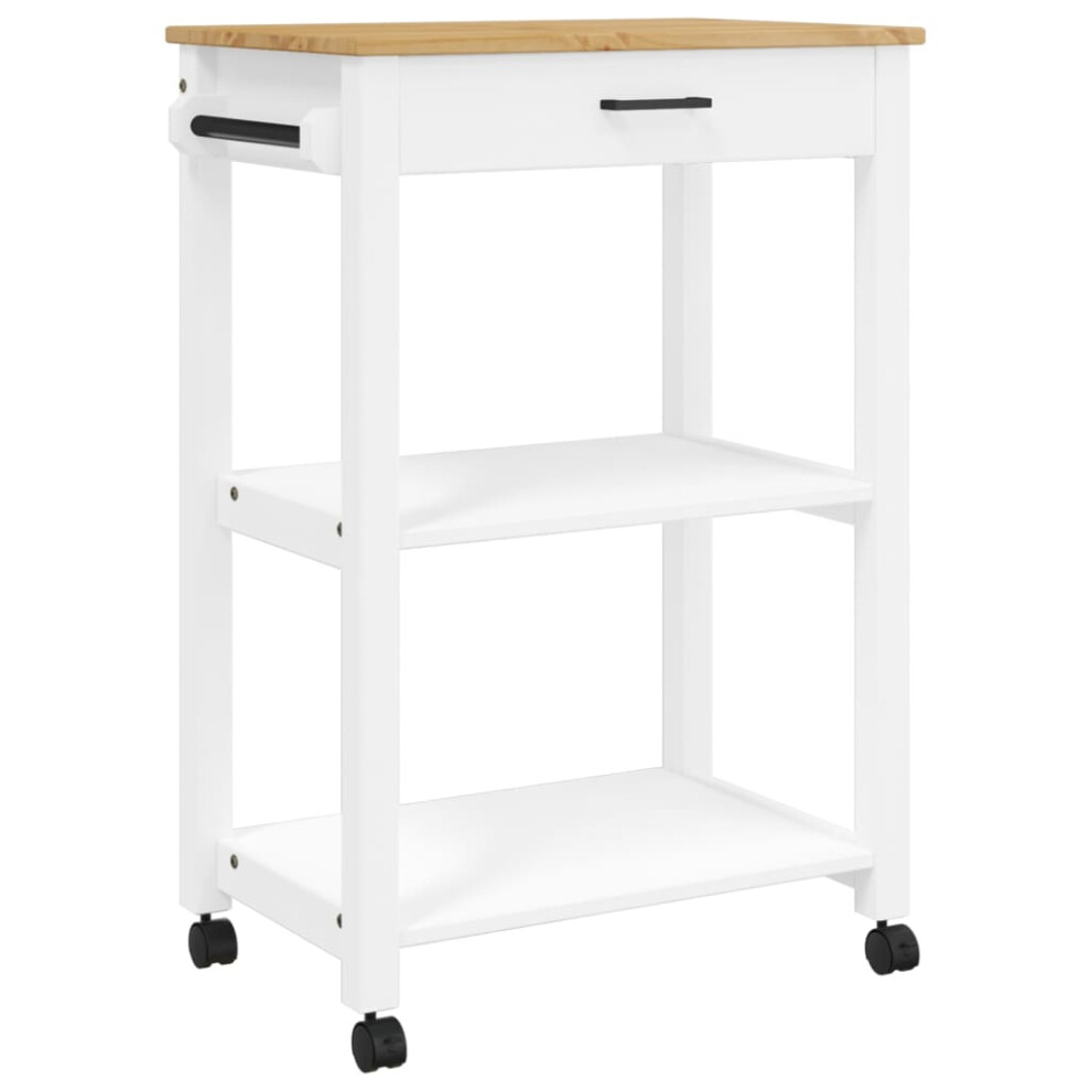 (white, 60 x 40 x 90 cm) vidaXL Kitchen Trolley Rolling Cart Storage Cart Trolley MONZA Solid Wood Pine