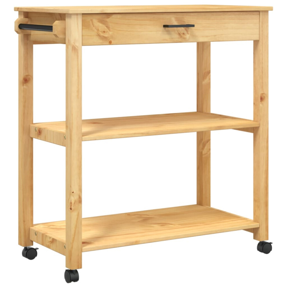 Vidaxl (Brown, 84 X 40 X 90 Cm) Kitchen Trolley Rolling Cart Storage Cart Trolley Monza Solid Wood Pine