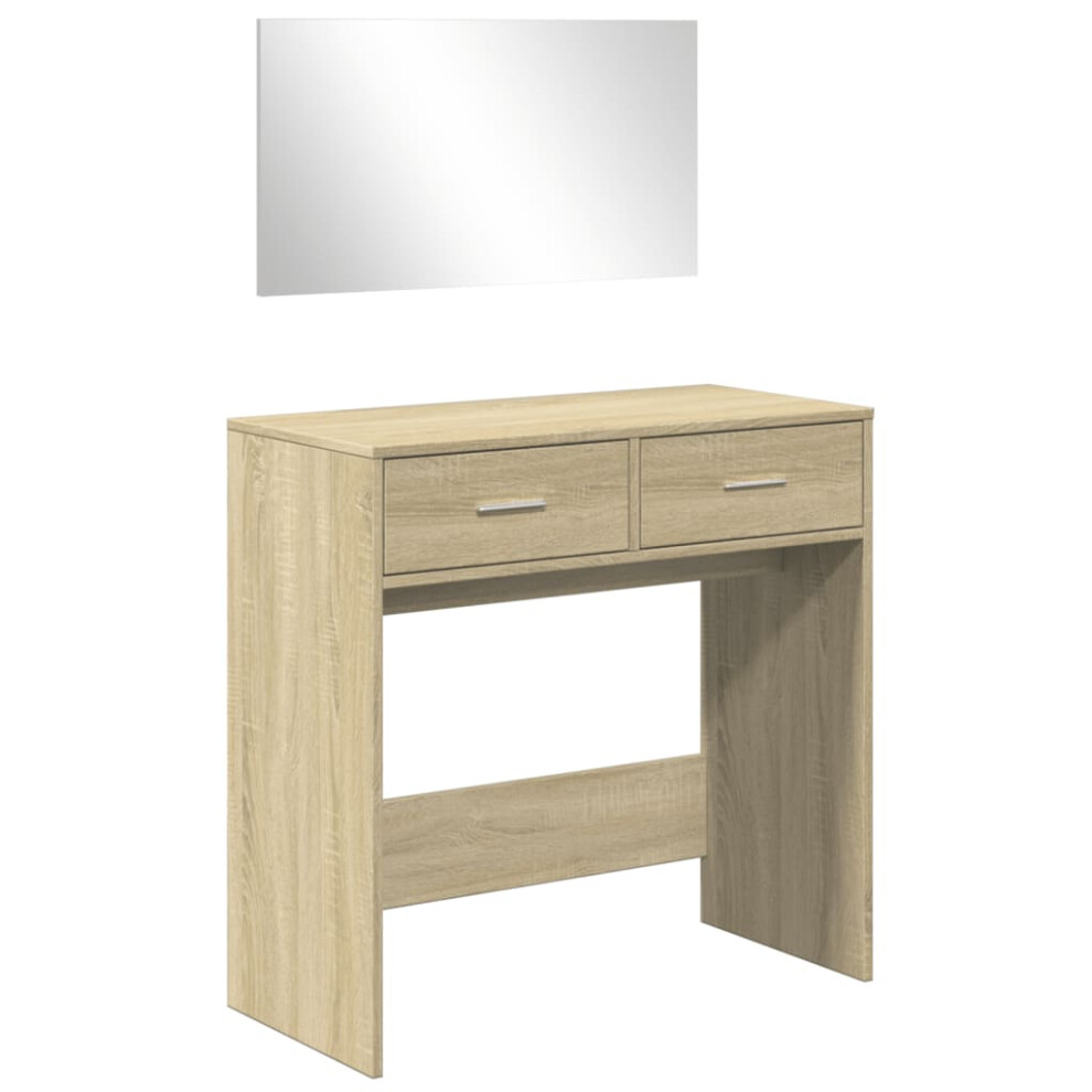 Vidaxl (Sonoma Oak) Dressing Table With Mirror Cosmetic Table Makeup Table Vanity Desk