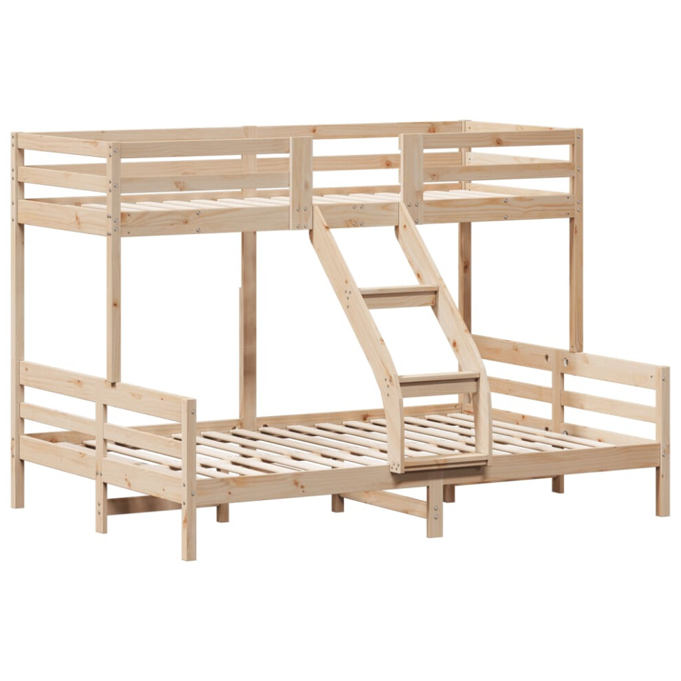 (brown) vidaXL Bunk Bed Kids Twin Sleeper 80x200/140x200 Cm White Solid Wood Pine