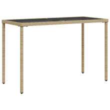 (beige, glass) vidaXL Garden Table with Top Patio Dining Table Outdoor Table Poly Rattan