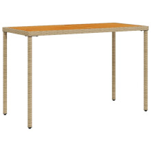 (beige, wood) vidaXL Garden Table with Top Patio Dining Table Outdoor Table Poly Rattan