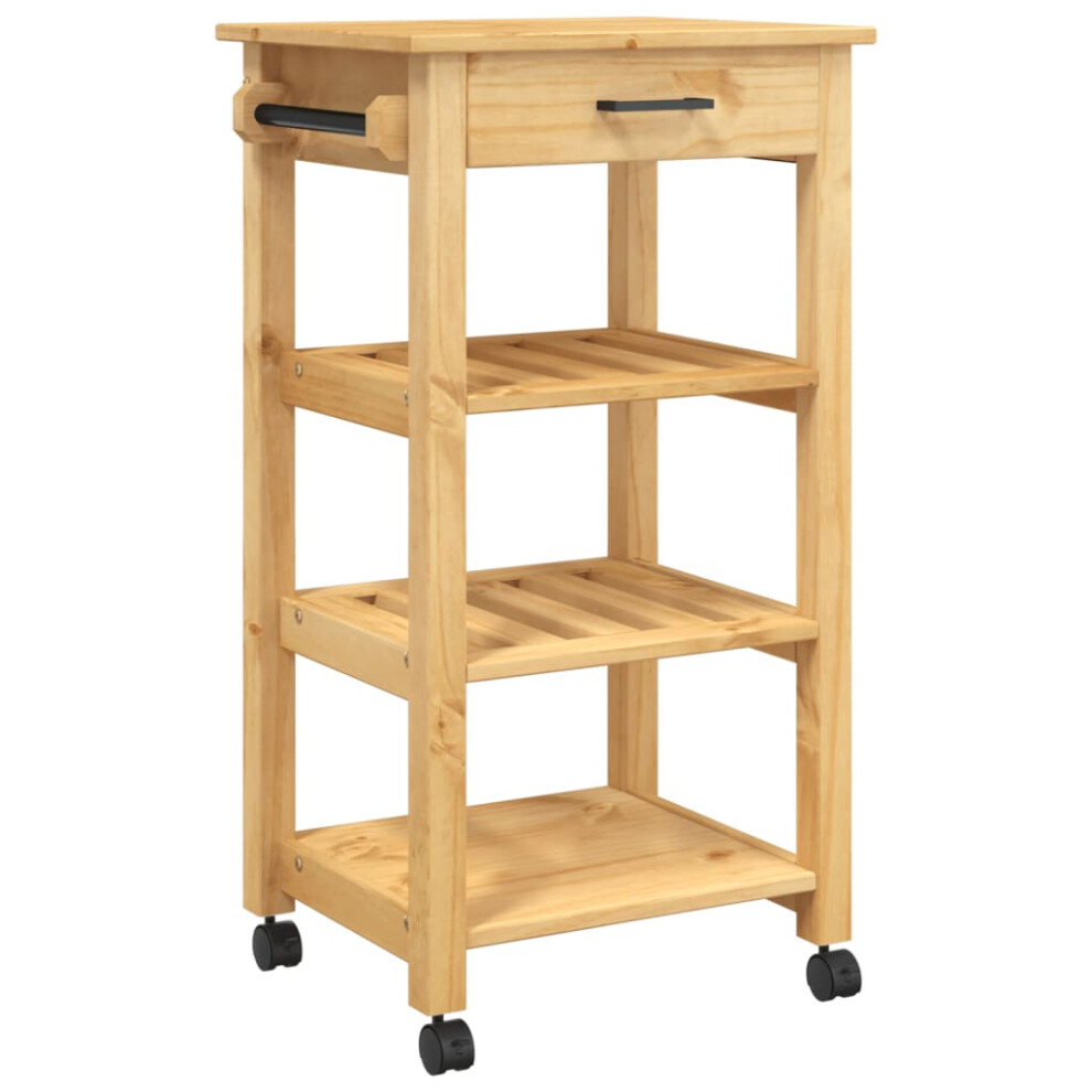 (brown, 48 x 40 x 90 cm) vidaXL Kitchen Trolley Rolling Cart Storage Cart Trolley MONZA Solid Wood Pine