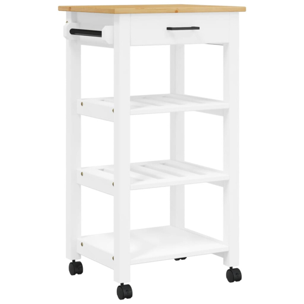 (white, 48 x 40 x 90 cm) vidaXL Kitchen Trolley Rolling Cart Storage Cart Trolley MONZA Solid Wood Pine