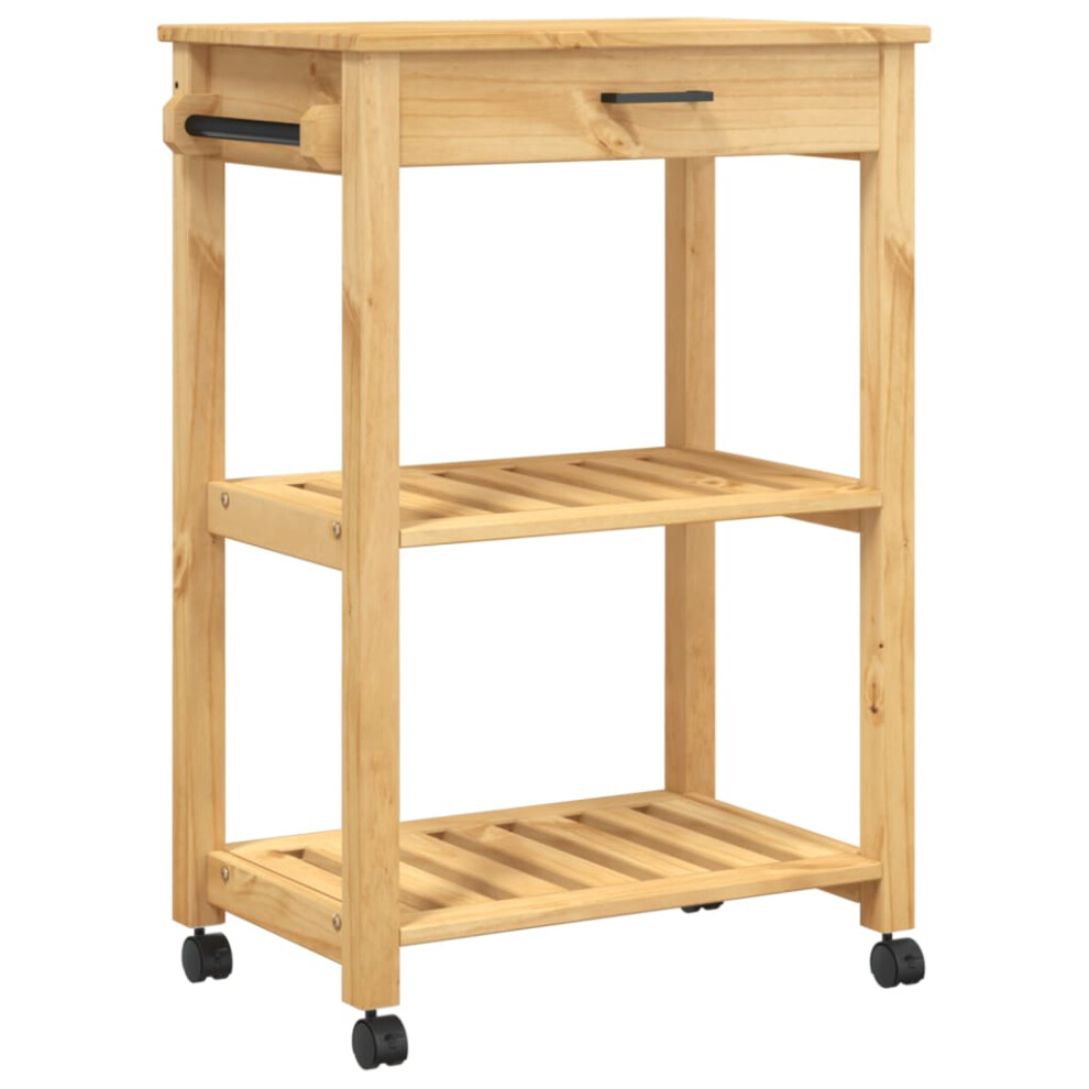 (brown, 60 x 40 x 90 cm) vidaXL Kitchen Trolley Rolling Cart Storage Cart Trolley MONZA Solid Wood Pine