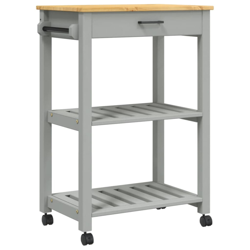 (grey, 60 x 40 x 90 cm) vidaXL Kitchen Trolley Rolling Cart Storage Cart Trolley MONZA Solid Wood Pine