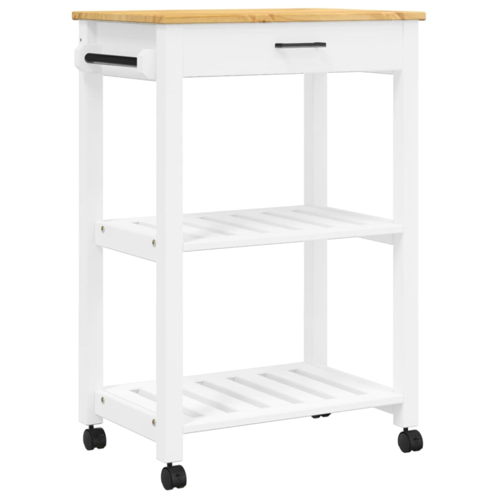 (white, 60 X 40 X 90 cm) vidaXL Kitchen Trolley Rolling Cart Storage Cart Trolley MONZA Solid Wood Pine