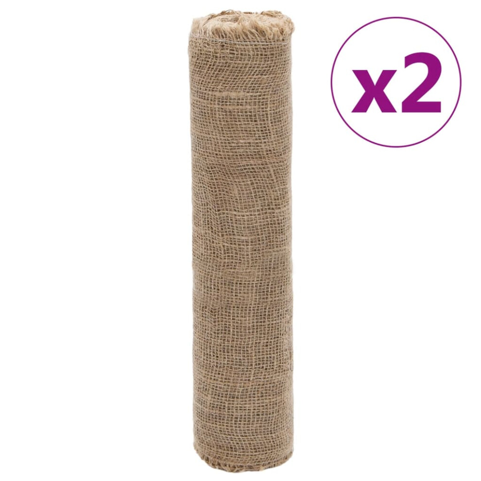 (0.5 x 50 m (2 pcs)) vidaXL Jute Roll Burlap Ribbon Natural Hessian Ribbon Roll 100% Jute 200 gsm