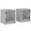 VidaXL (concrete grey, 2 pcs) vidaXL Bedside Cabinets with Glass Doors Nightstand Bed Side Table End Table 2
