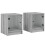 VidaXL (grey sonoma, 2 pcs) vidaXL Bedside Cabinets with Glass Doors Nightstand Bed Side Table End Table 2