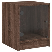 (brown oak, 1 pcs) vidaXL Bedside Cabinets with Glass Doors Nightstand Bed Side Table End Table