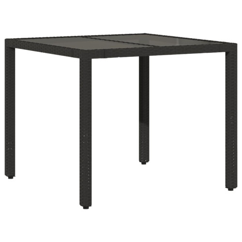 VidaXL vidaXL Gartentisch mit Glasplatte Schwarz 90x90x75 cm Poly Rattan