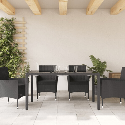 VidaXL vidaXL Gartentisch mit Glasplatte Schwarz 150x90x75 cm Poly Rattan 2