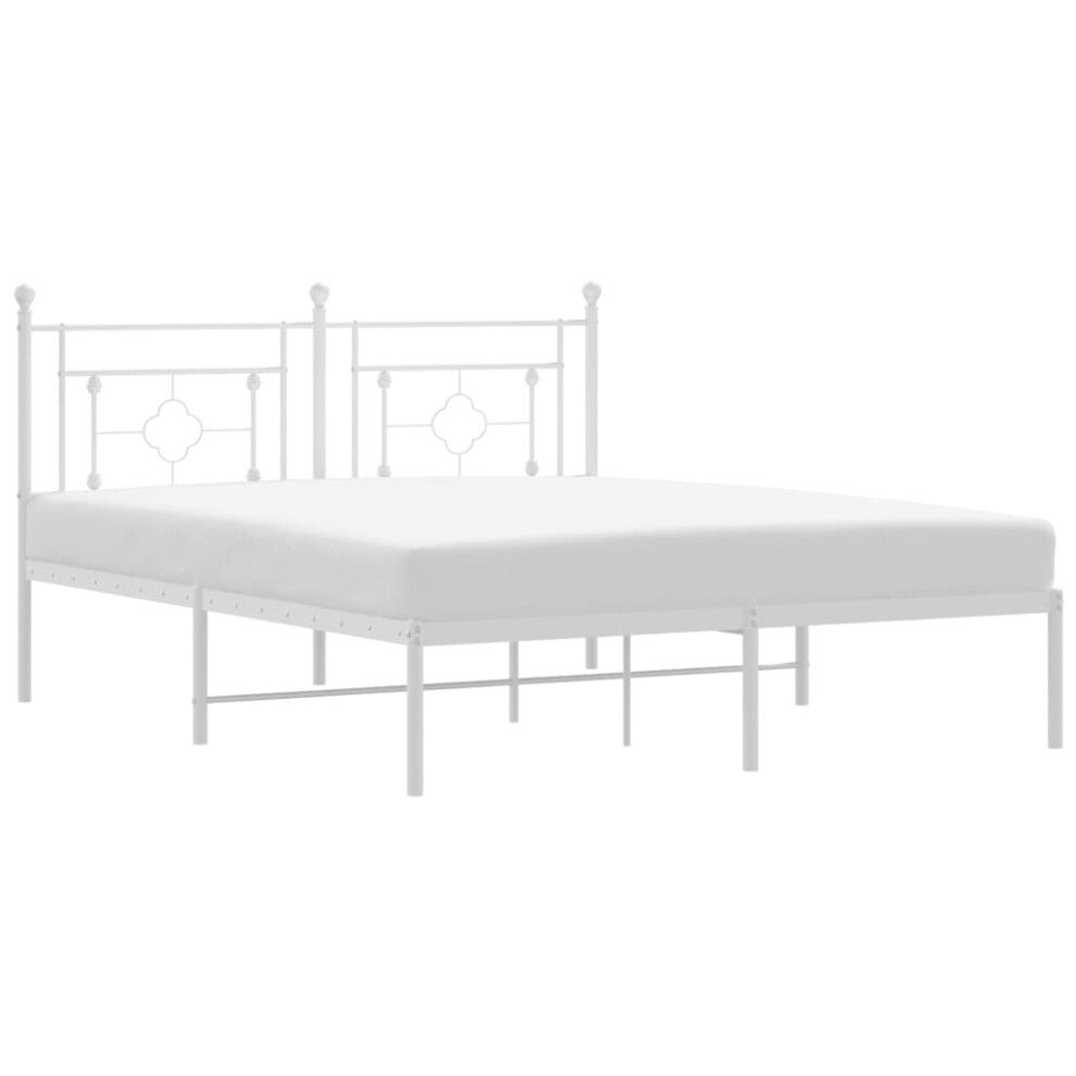 (with headboard, 150 x 200 cm) vidaXL Metal Bed Frame Home Bedroom Bed Base Mattress Foundation Bedstead