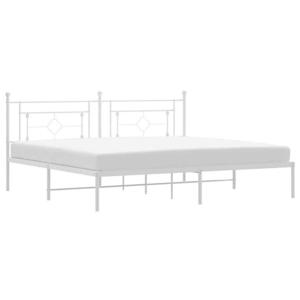 Vidaxl (With Headboard, 193 X 203 Cm) Metal Bed Frame Home Bedroom Bed Base Mattress Foundation Bedstead