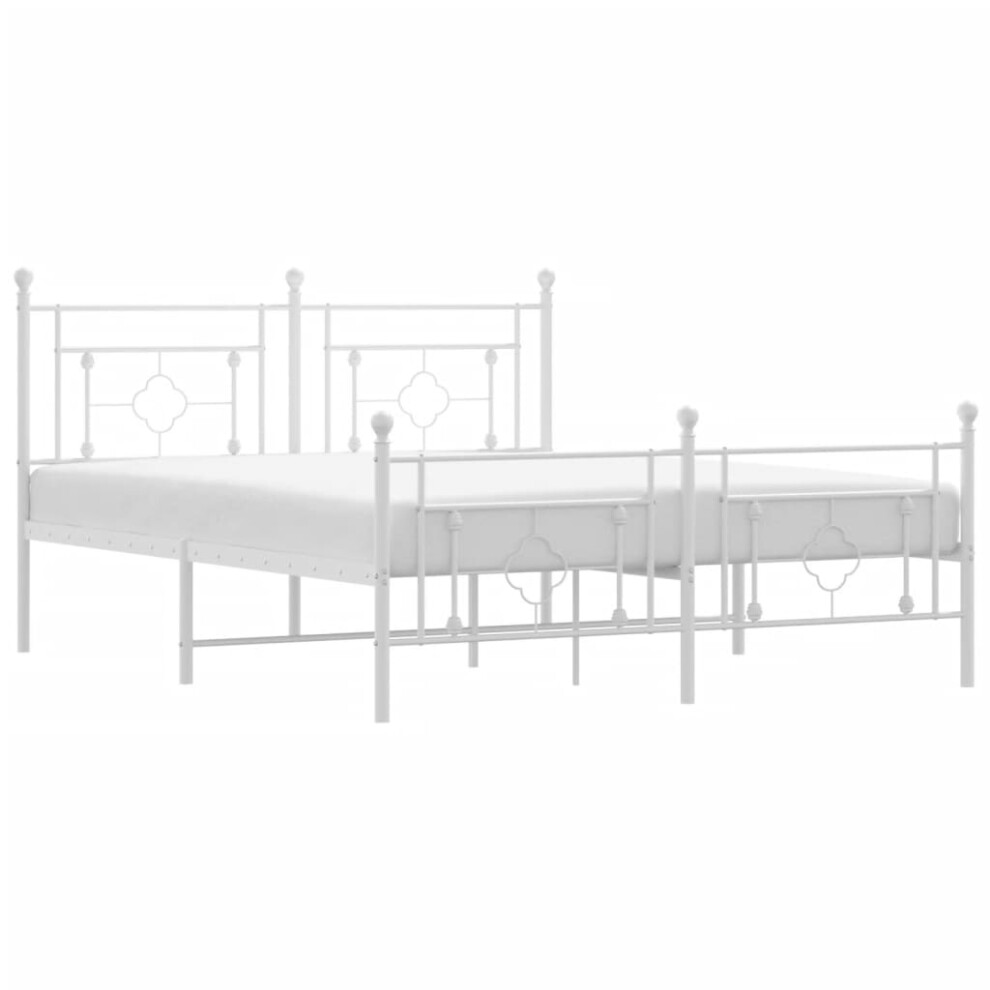 (with headboard & footboard, 160 x 200 cm) vidaXL Metal Bed Frame Home Bedroom Bed Base Mattress Foundation Bedstead