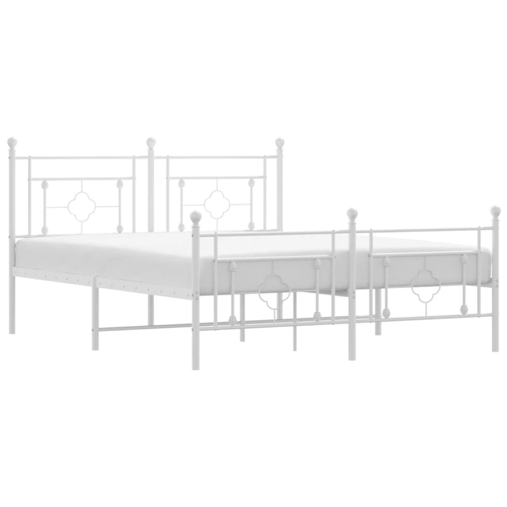 (with headboard & footboard, 150 x 200 cm) vidaXL Metal Bed Frame Home Bedroom Bed Base Mattress Foundation Bedstead