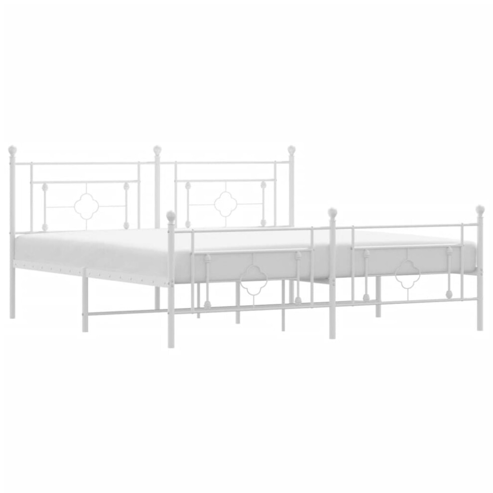 (with headboard & footboard, 183 x 213 cm) vidaXL Metal Bed Frame Home Bedroom Bed Base Mattress Foundation Bedstead