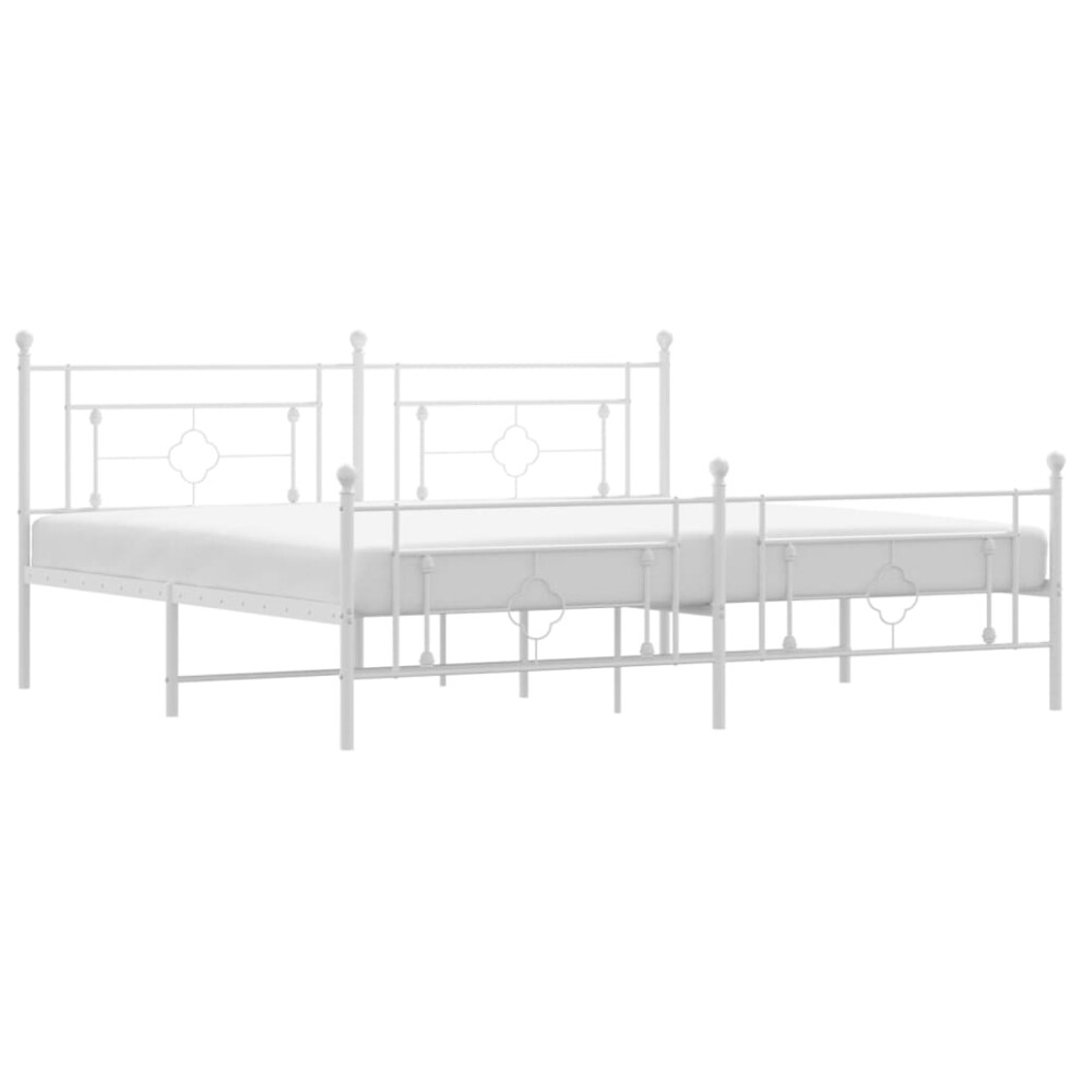 (with headboard & footboard, 193 x 203 cm) vidaXL Metal Bed Frame Home Bedroom Bed Base Mattress Foundation Bedstead